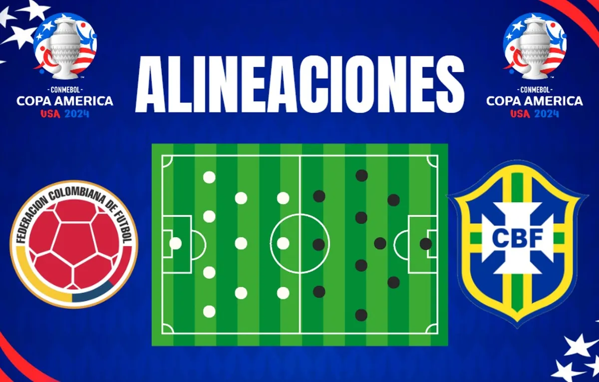 Alineaciones de Colombia y Brasil por el primer lugar del Grupo D de la Copa América