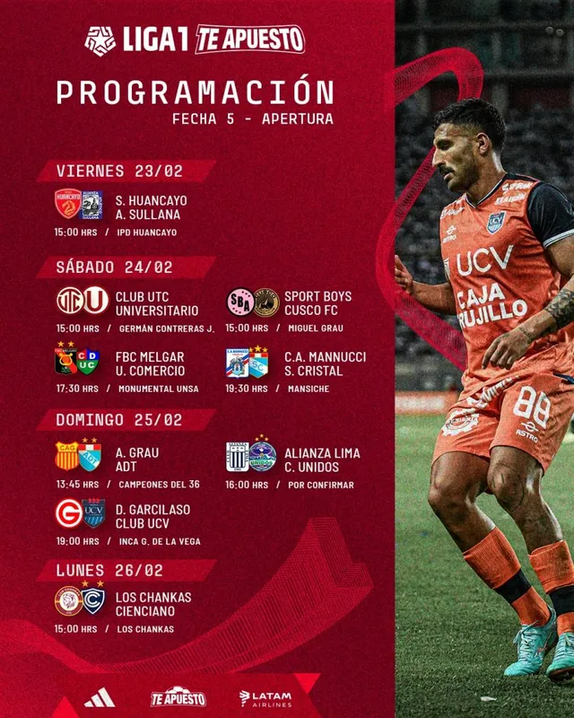 Programación de la fecha 5 &#8211; Foto: Liga 1