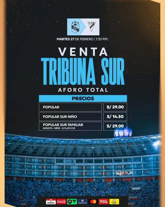 Precio de entradas tribuna sur &#8211; Foto: Sporting Cristal