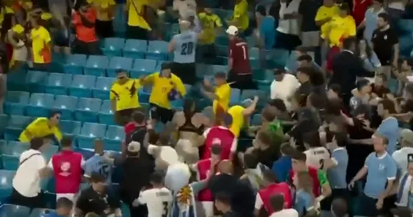 Tremenda pelea entre jugadores de Uruguay con hinchas de Colombia tras derrota en Copa América – VIDEO