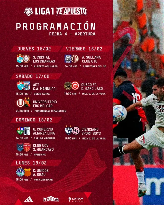 Programación de la fecha 4 del Torneo Apertura &#8211; Foto: Liga 1