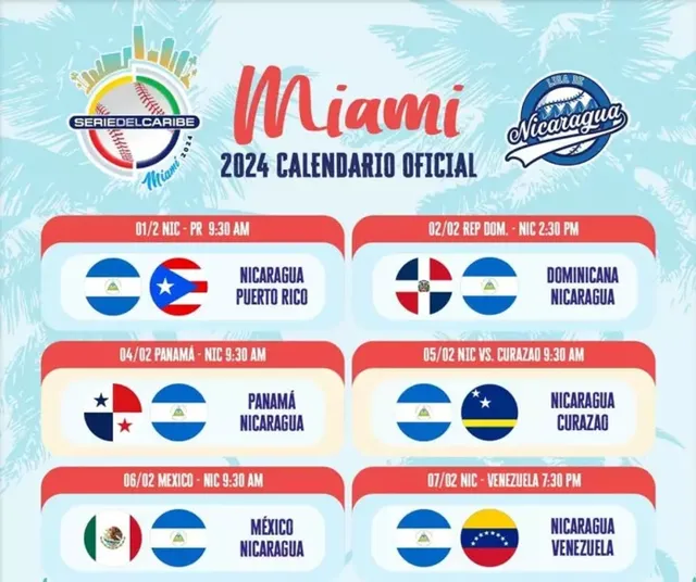 Calendario de La Serie del Caribe 2024