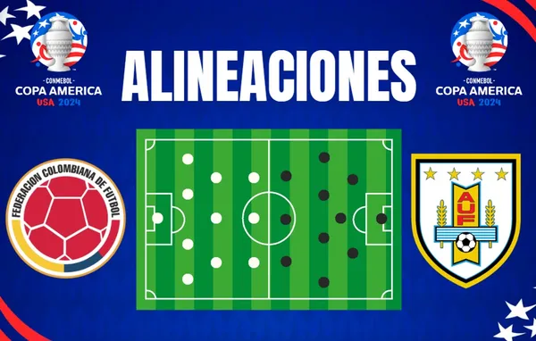 Alineaciones de Colombia y Uruguay para la segunda semifinal de la Copa América