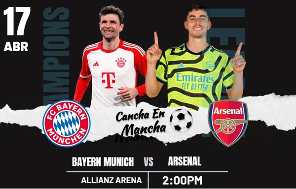 Alineaciones de Bayern Munich y Arsenal para el encuentro por los cuartos de final de la Champions League