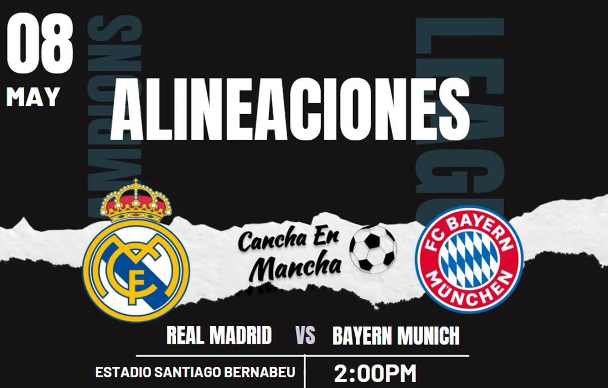 Alineaciones de Real Madrid vs. Bayern Munich para el encuentro por la semifinal de la UEFA Champions League