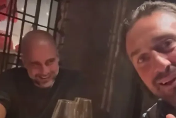 Pep Guardiola y Luca Toni en la cena con Roberto Biaggio