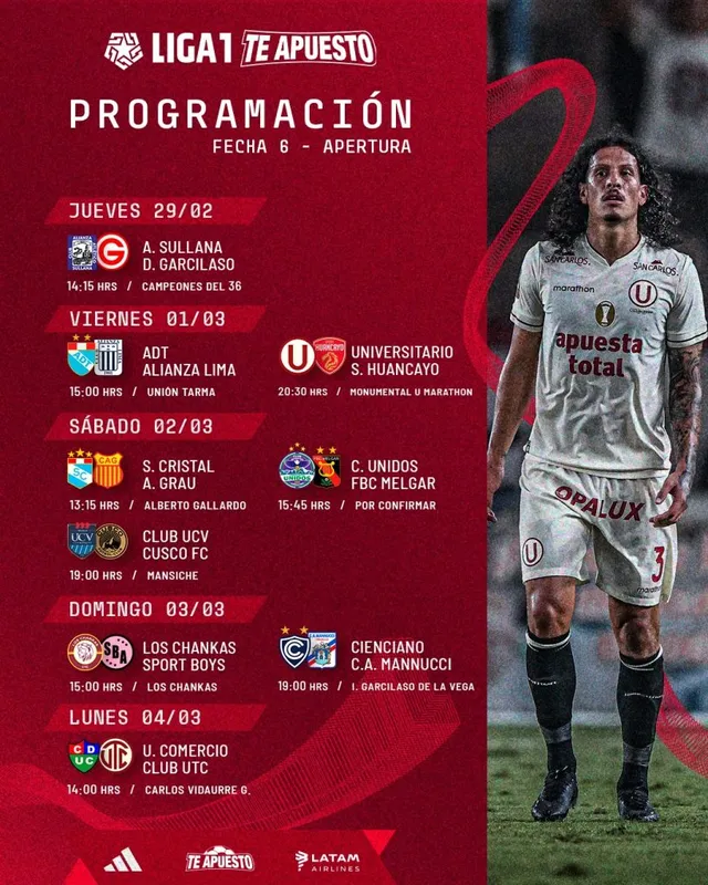 Programación fecha 6 &#8211; Foto: Liga 1