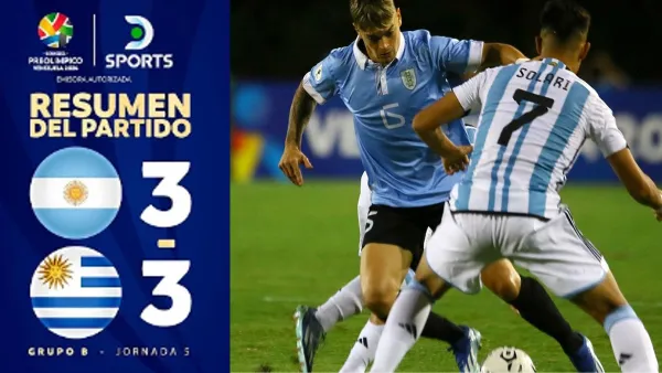 VIDEO RESUMEN: Empate emocionante 3-3 en el Preolímpico Sub-23 entre Argentina y Uruguay