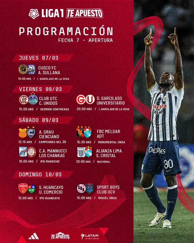 Programación de la fecha 7 &#8211; Foto: Liga 1
