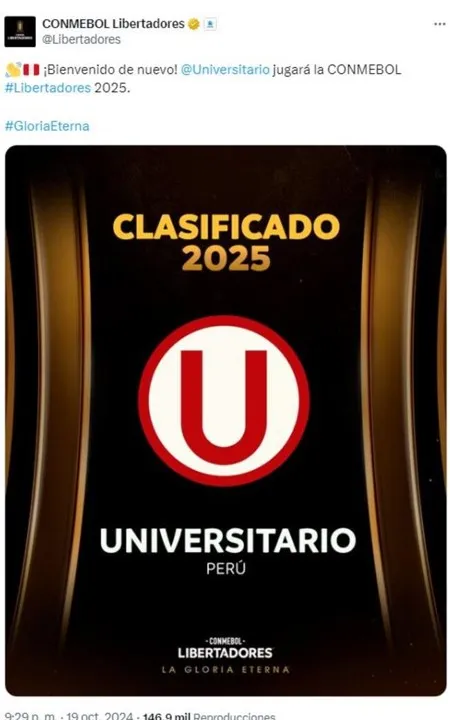 La CONMEBOL felicita a Universitario &#8211; Foto: X