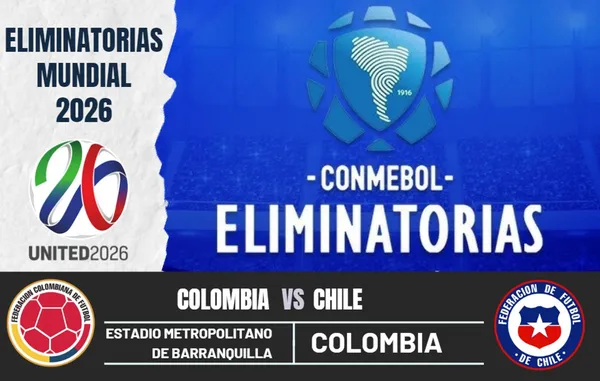 Colombia y Chile se enfrentan por las Eliminatorias 2026