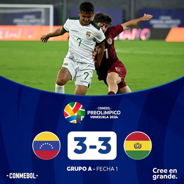 Resultado final Venezuela vs Bolivia &#8211; Fuente: CONMEBOL