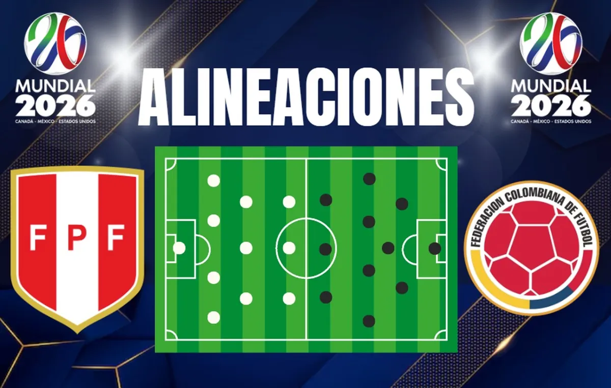 Alineaciones de Perú y Colombia Fossati y Néstor Lorenzo frente