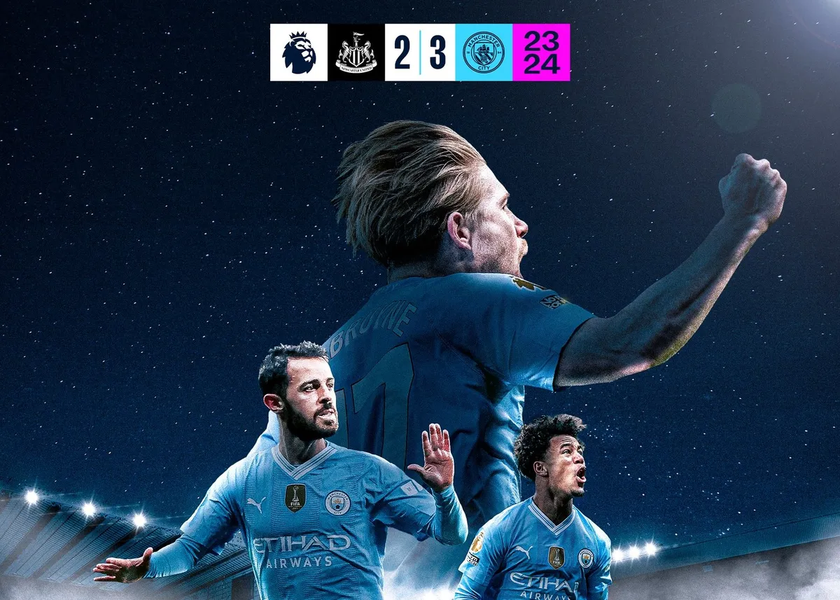 De Bruyne deslumbra en la Premier League: Manchester City remonta y vence 3-2 al Newcastle