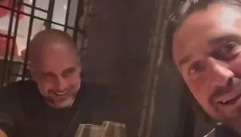 Pep Guardiola y Luca Toni en la cena con Roberto Biaggio