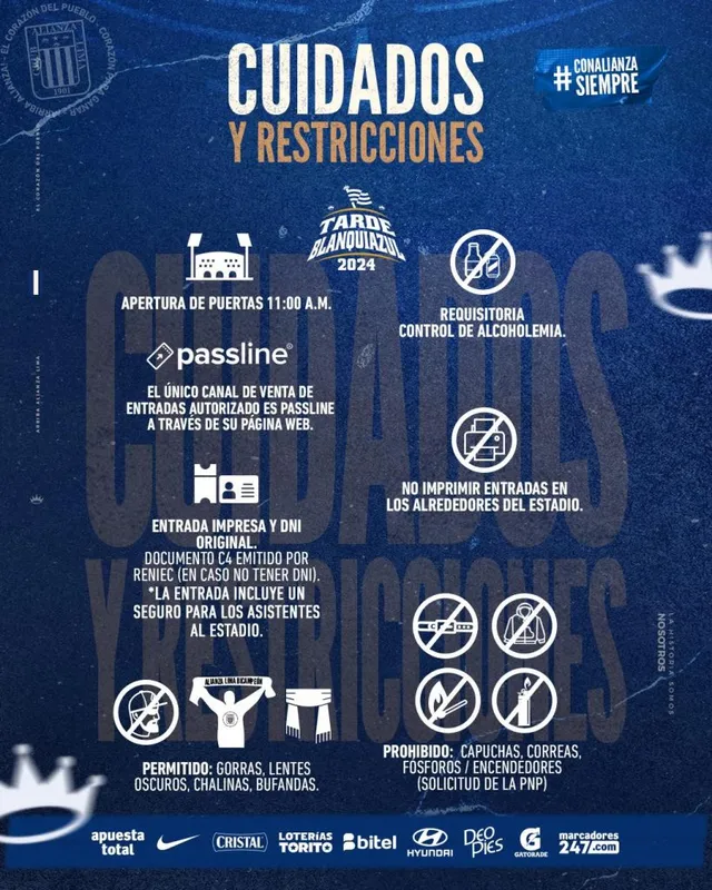 Restricciones para la tarde blanquiazul en Trujillo &#8211; Fuente: Alianza Lima