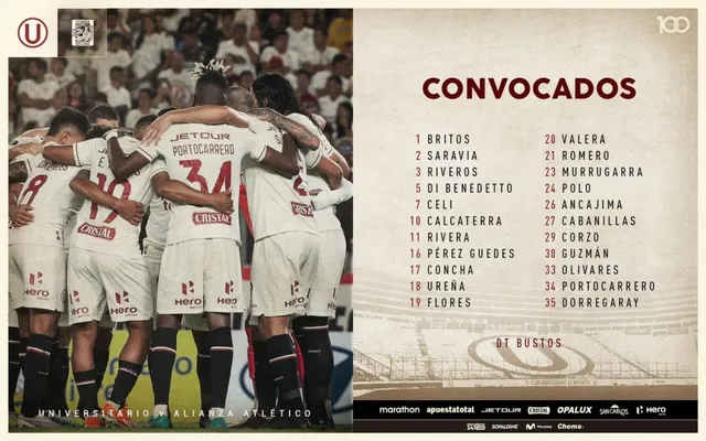 Convocados para enfrentar a Alianza Atlético &#8211; Foto: Universitario