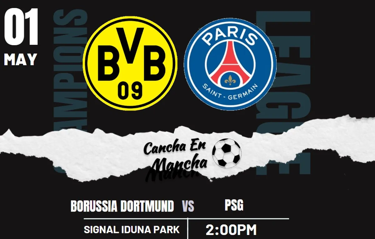 Alineaciones confirmadas de Borussia Dortmund y PSG para el encuentro por la semifinal de la UEFA Champions League