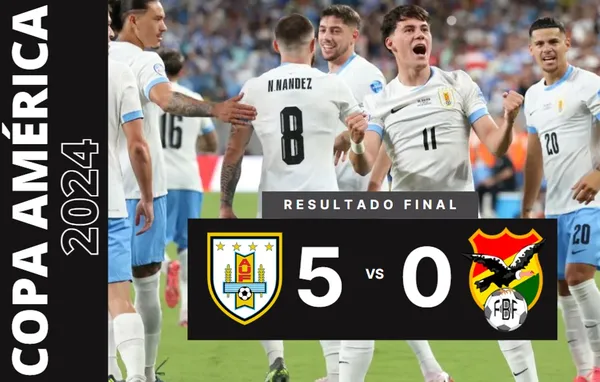 Uruguay arrolló a Bolivia y clasificó a cuartos de la Copa América