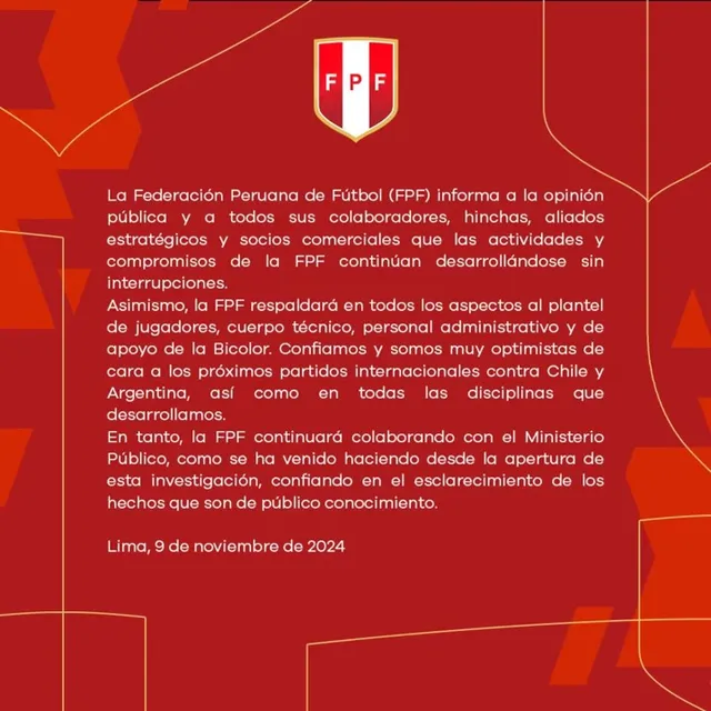 Comunicado de la FPF &#8211; Foto: FPF