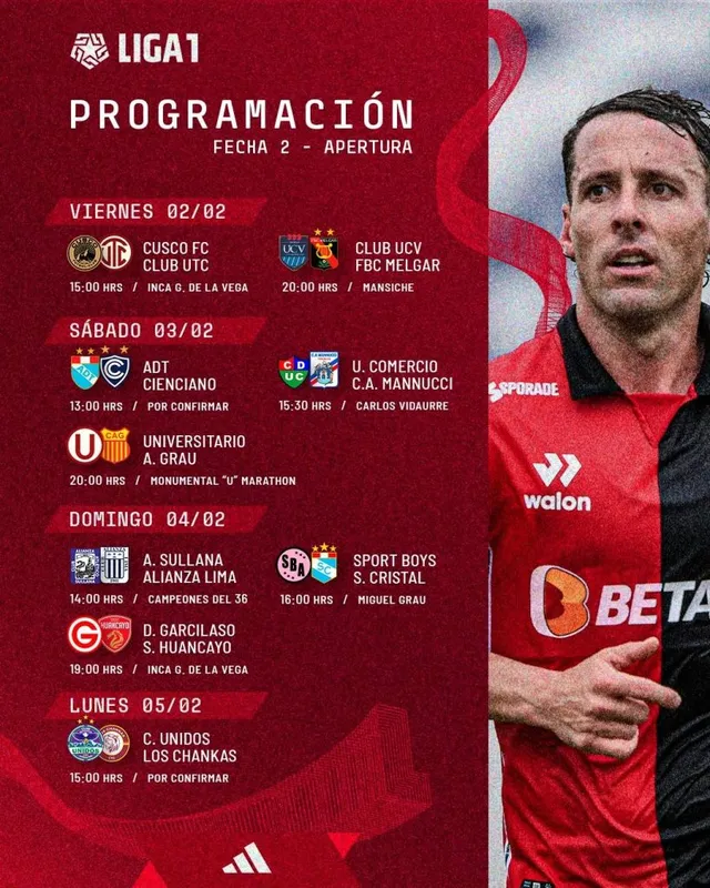 Programación de la segunda fecha del Torneo Apertura 2024 &#8211; Fuente: Liga 1