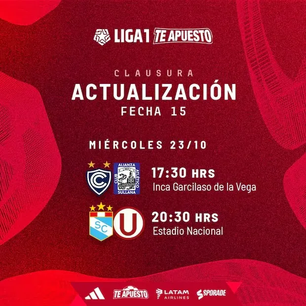 Programación de la fecha 15 &#8211; Foto: Liga 1 